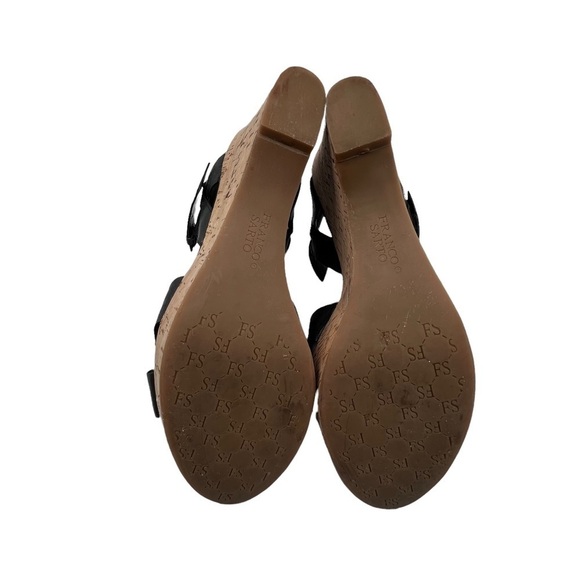 Franco Sarto Black Farley Leather Cork Wedge Platform Sandals Size 8 1/2 Women’s - Picture 9 of 9